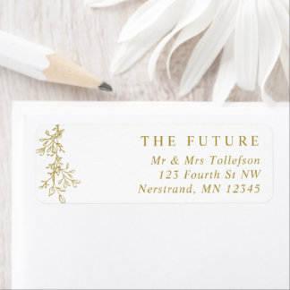 Elegant Gold Botanical Wedding Return Address