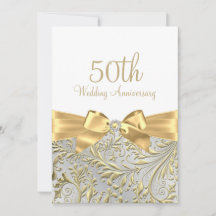 Elegant Gold Bow Leaf White 50 Jahre Jubiläum