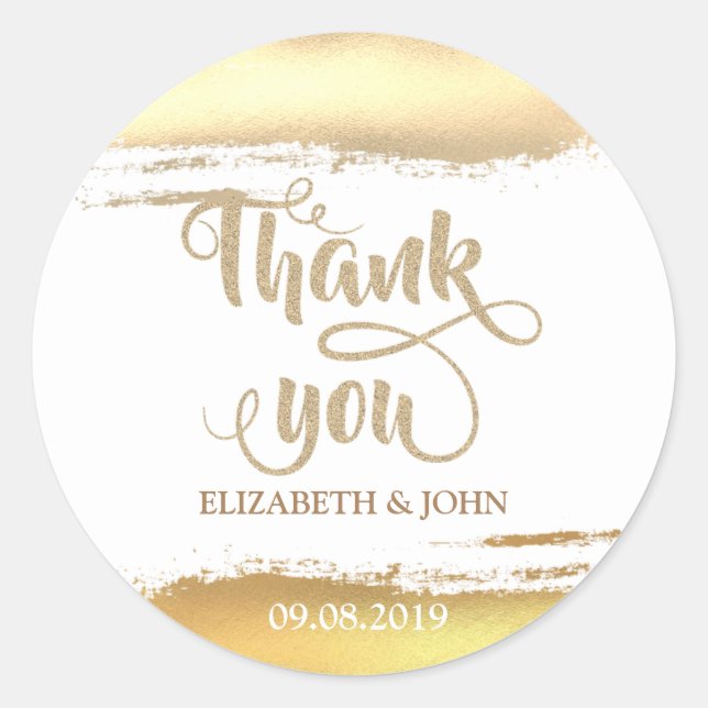 Elegant Gold Brash Stroke Wedding Sticker (Vorderseite)