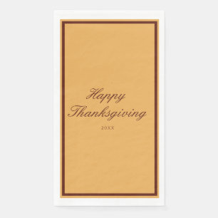 Elegant Gold Brown Happy Thanksgiving Serviette