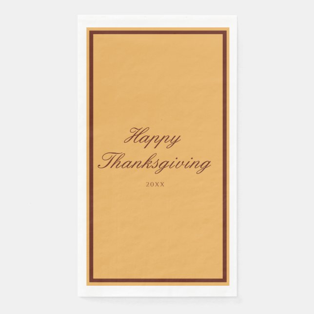 Elegant Gold Brown Happy Thanksgiving Serviette (Vorderseite)