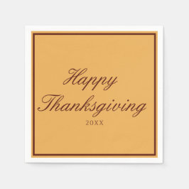 Elegant Gold Brown Happy Thanksgiving Serviette