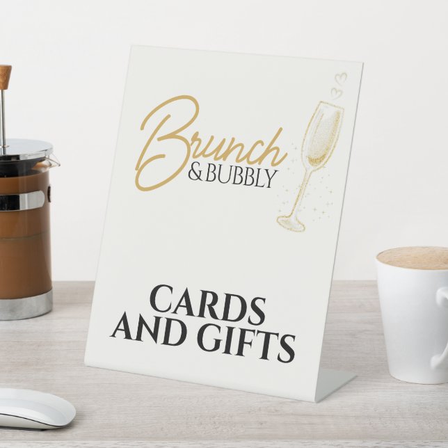Elegant Gold Brunch & Bubbly Bridal Shower Sign Sockelschild (In SItu)