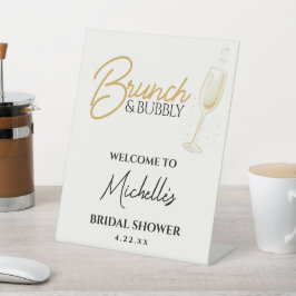 Elegant Gold Brunch & Bubbly Bridal Shower Sign Sockelschild
