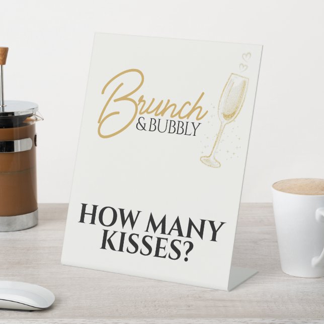 Elegant Gold Brunch & Bubbly Bridal Shower Sign Sockelschild (In SItu)