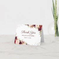 Elegant Gold Burgundy Floral Quinceanera
