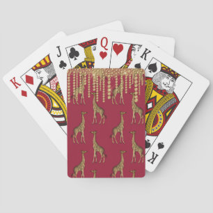 Elegant Gold Burgundy Giraffe Bling Juwelen Hübsch Spielkarten