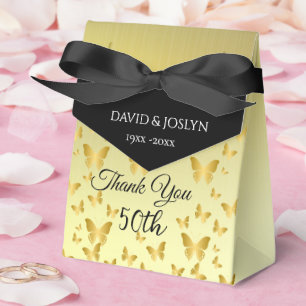 Elegant Gold Butterflies 50. Hochzeitstag Geschenkschachtel