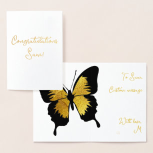 ELEGANT GOLD BUTTERFLY GOLDEN GLÜCKWÜNSCHE FOLIENKARTE
