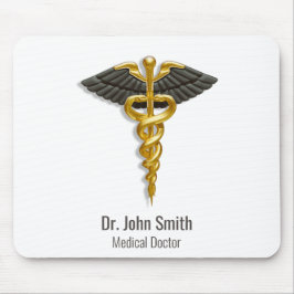 Elegant Gold Caduceus Black Wings Klasse medizinis Mousepad