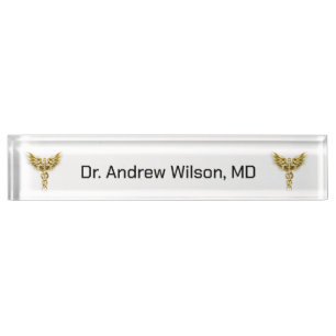 Elegant Gold Caduceus Medical Doctor Namensplakette