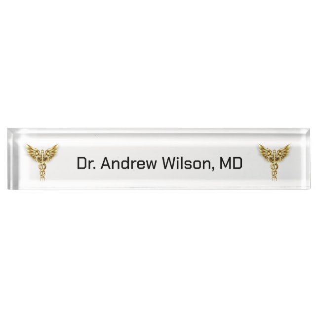 Elegant Gold Caduceus Medical Doctor Namensplakette (Vorderseite)