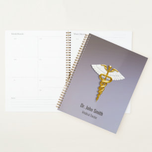 Elegant Gold Caduceus White Wings Medical Planer