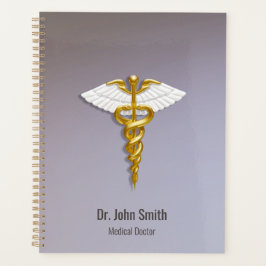 Elegant Gold Caduceus White Wings Medical Planer