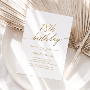 Elegant Gold Calligraphy 18. Geburtstag Einladung