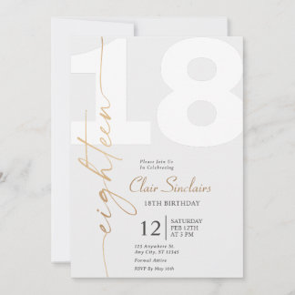 Elegant Gold Calligraphy 18. Geburtstagsparty Einladung