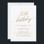 Elegant Gold Calligraphy 30. Geburtstag Einladung<br><div class="desc">Diese elegante Goldkalligraphie aus dem 30. Jahrhundert lädt zu einer einfachen Geburtstagsfeier ein. Das neutrale Design besticht durch eine minimalistische Karte,  die mit romantischen und skurrilen Imitaten mit Goldfolien-Typografie dekoriert ist. Bitte beachten Sie: Dieses Design enthält keine echte Goldfolie. Es ist eine hochwertige Grafik,  die wie Goldfolie aussieht.</div>