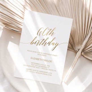 Elegant Gold Calligraphy 60. Geburtstag Einladung