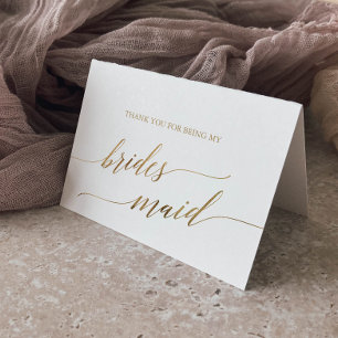 Elegant Gold Calligraphy Bridesmaid Dankeskarte