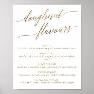 Elegant Gold Calligraphy Doughnut Flavors Sign Poster