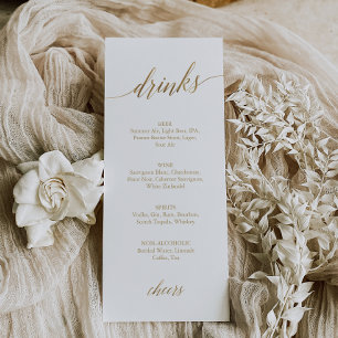 Elegant Gold Calligraphy Drink Menu Card Menükarte