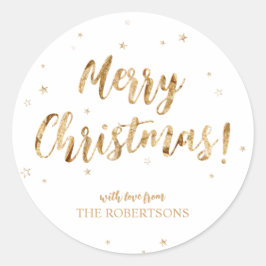 Elegant Gold Calligraphy Frohe Weihnachtsaufkleber Runder Aufkleber