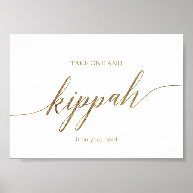 Elegant Gold Calligraphy Kippah Poster (Vorne)