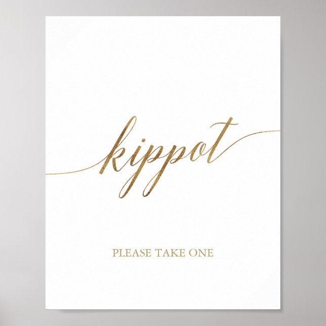 Elegant Gold Calligraphy Kippot Poster (Vorne)