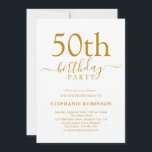 Elegant Gold Calligraphy Modern 50. Geburtstag Einladung<br><div class="desc">Diese elegante moderne Goldkalligraphie aus dem 50. Jahrhundert lädt zu einer einfachen und lustigen Geburtstagsfeier ein. Einfach den gesamten Text anpassen. Alles Gute zum Geburtstag!</div>