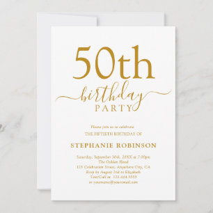Elegant Gold Calligraphy Modern 50. Geburtstag Einladung