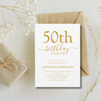 Elegant Gold Calligraphy Modern 50. Geburtstag