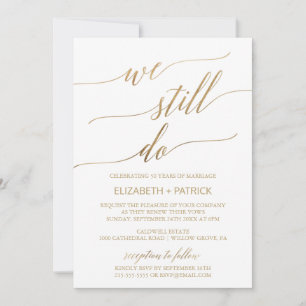 Elegant Gold Calligraphy Vow Renewal Einladung