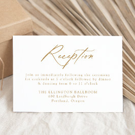 Elegant Gold Calligraphy Wedding Reception Begleitkarte