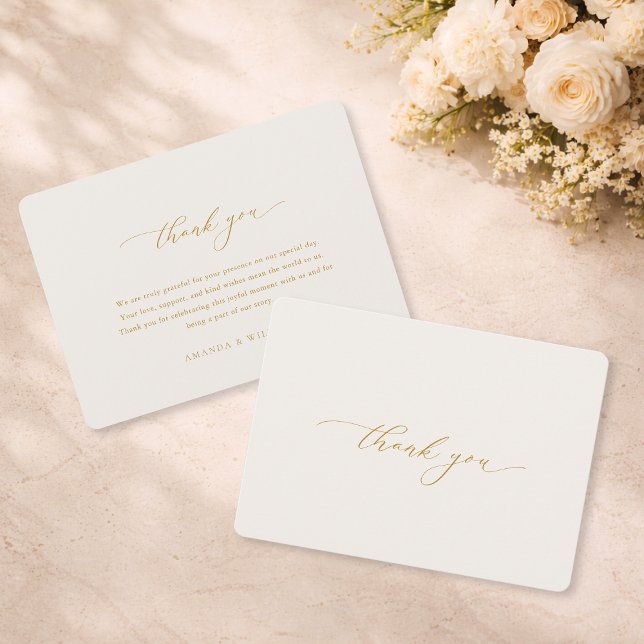 Elegant Gold Calligraphy Wedding Thank You Card Einladung (Von Creator hochgeladen)