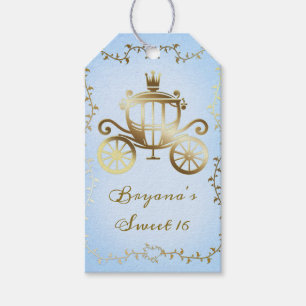Elegant Gold Carriage Blue Storybook Royal Geschenkanhänger