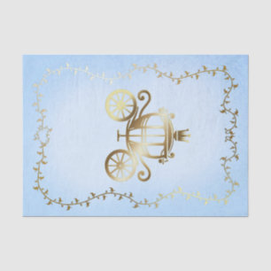 Elegant Gold Carriage Blue Storybook Royal Seidenpapier