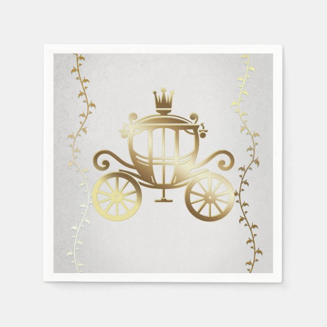 Elegant Gold Carriage White Storybook Royal Serviette (Vorderseite)