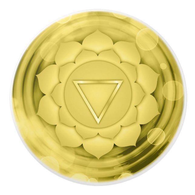 Elegant Gold Chakra Zen Yoga Geistliche Meditation Keramikknauf (Vorderseite)