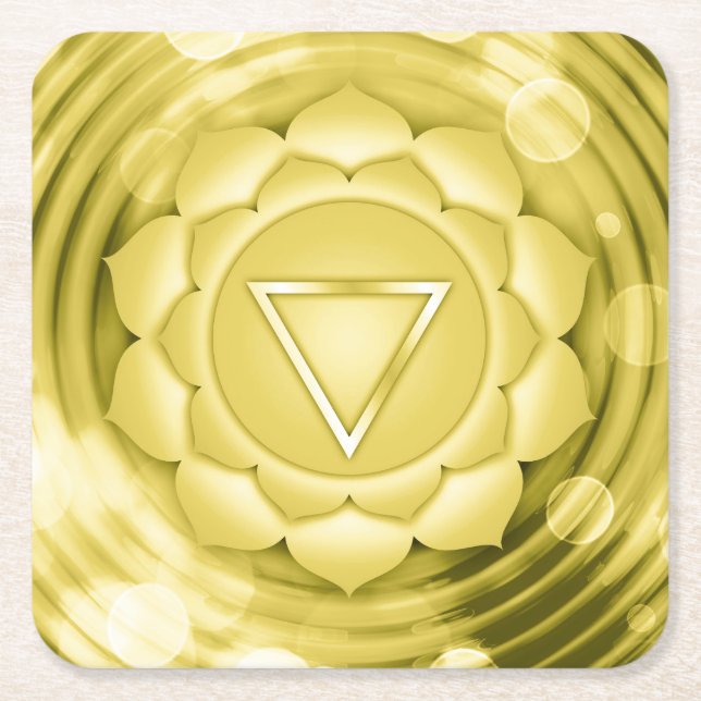 Elegant Gold Chakra Zen Yoga Geistliche Meditation Rechteckiger Pappuntersetzer (Vorderseite)