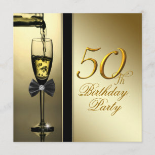 Elegant Gold Champagne 50. Geburtstagsparty Einladung