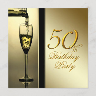 Elegant Gold Champagne 50. Geburtstagsparty Einladung