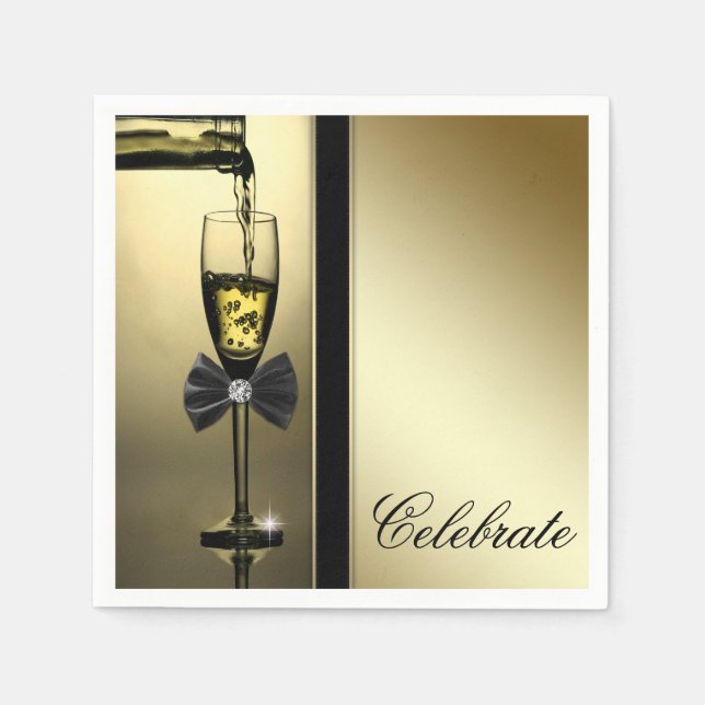 Elegant Gold Champagne Serviette (Vorderseite)