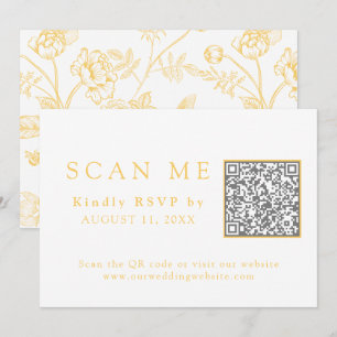 Elegant Gold Chinoiserie QR Code Wedding RSVP Einladung