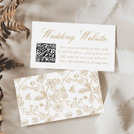 Elegant Gold Chinoiserie Wedding Website QR Code Begleitkarte