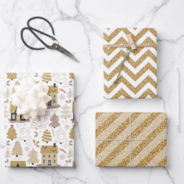 Elegant Gold Christmas Geschenkpapier Set