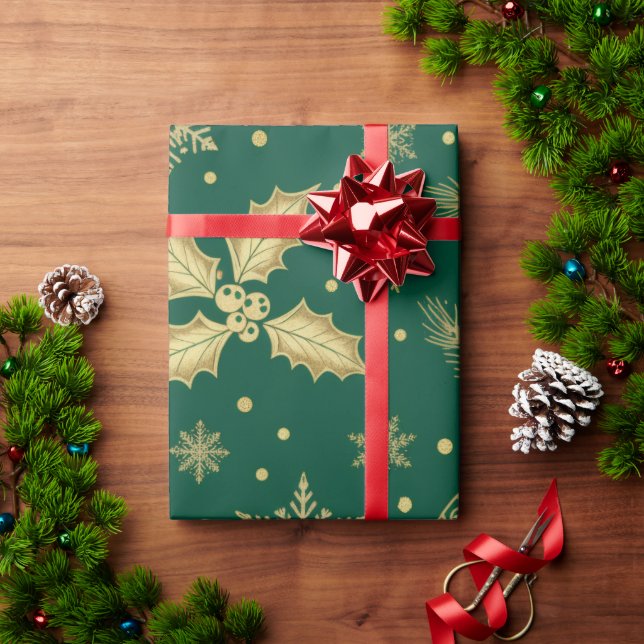 Elegant Gold Christmas Seamless Pattern – Luxury H Geschenkpapier (Feiertagsgeschenk)