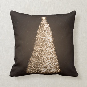 Elegant Gold Christmas Tree Brown Kissen