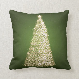 Elegant Gold Christmas Tree Green Kissen