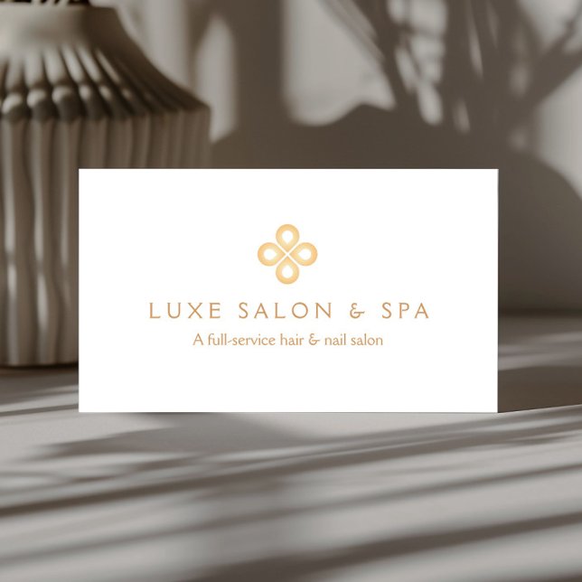 ELEGANT GOLD CLOVER LOGO on WHITE for Salon, Welln Visitenkarte (Von Creator hochgeladen)