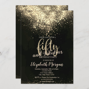 Elegant Gold Confetti 50. Geburtstagsparty Einladung